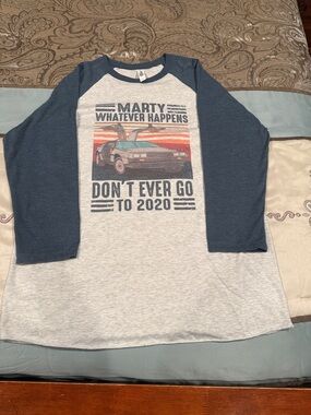 Next Level Apparel Raglan Long Sleeve Tee - Navy Sleeves, Light Gray Body